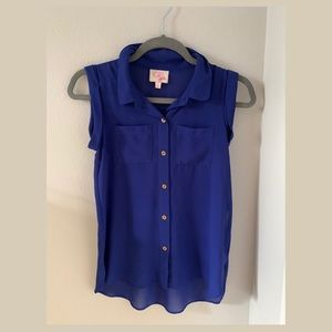 Sheer button up collar shirt